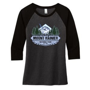 Mount Rainier National Park Washington Novelty Souvenir Women's Tri-Blend 3/4-Sleeve Raglan Shirt