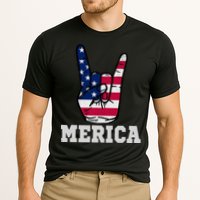 Merica Rock On Rock Sign Usa American Flag 4th Of July Cooling Performance Crew T-Shirt