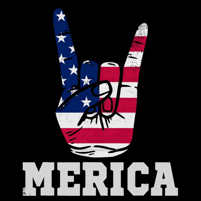 Merica Rock On Rock Sign Usa American Flag 4th Of July Cooling Performance Crew T-Shirt