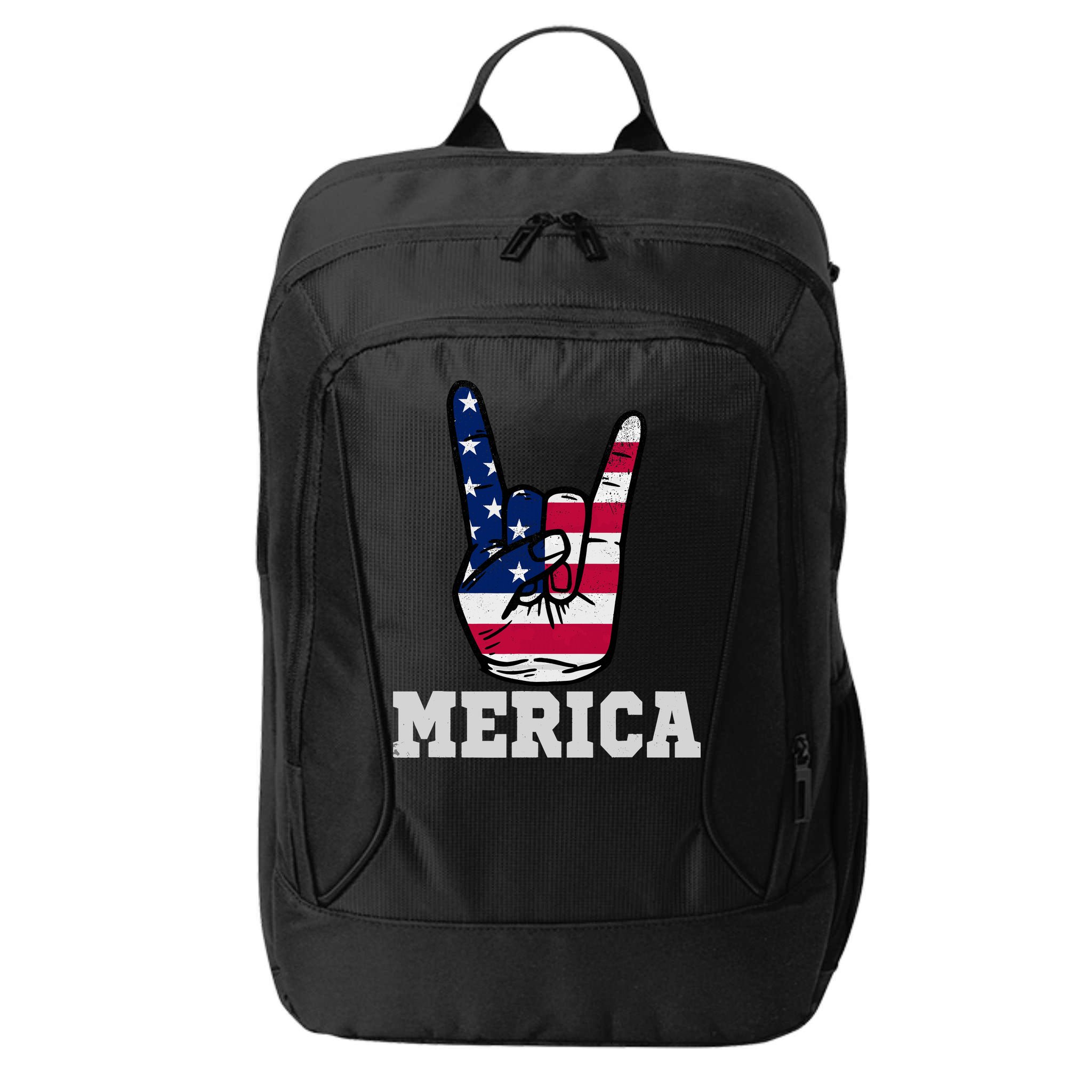 Merica Rock On Rock Sign Usa American Flag 4th Of July City Backpack