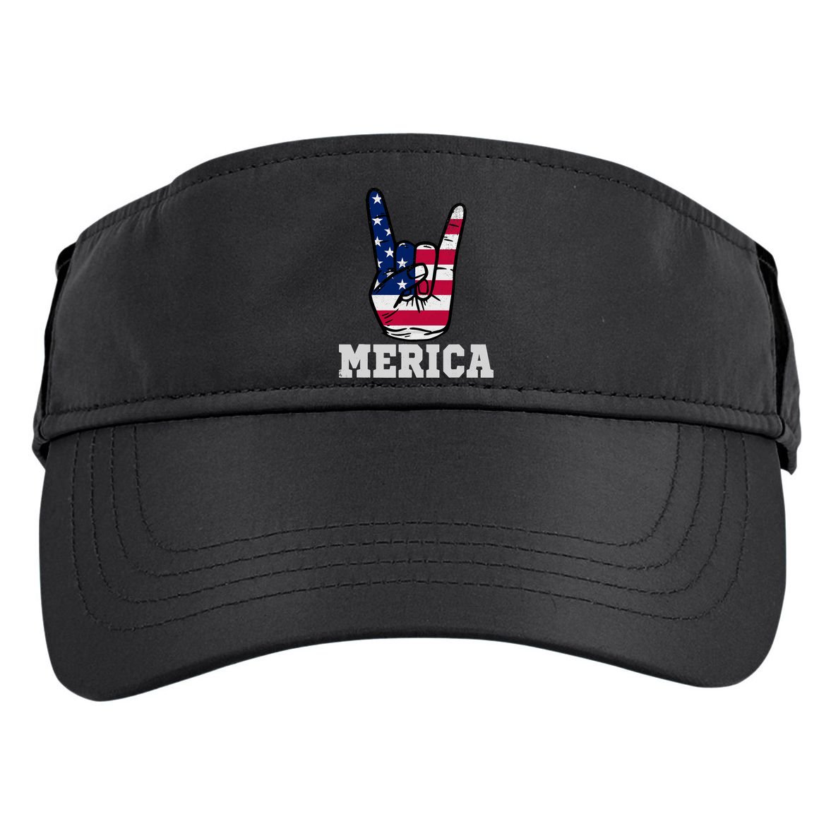 Merica Rock On Rock Sign Usa American Flag 4th Of July Adult Drive Performance Visor