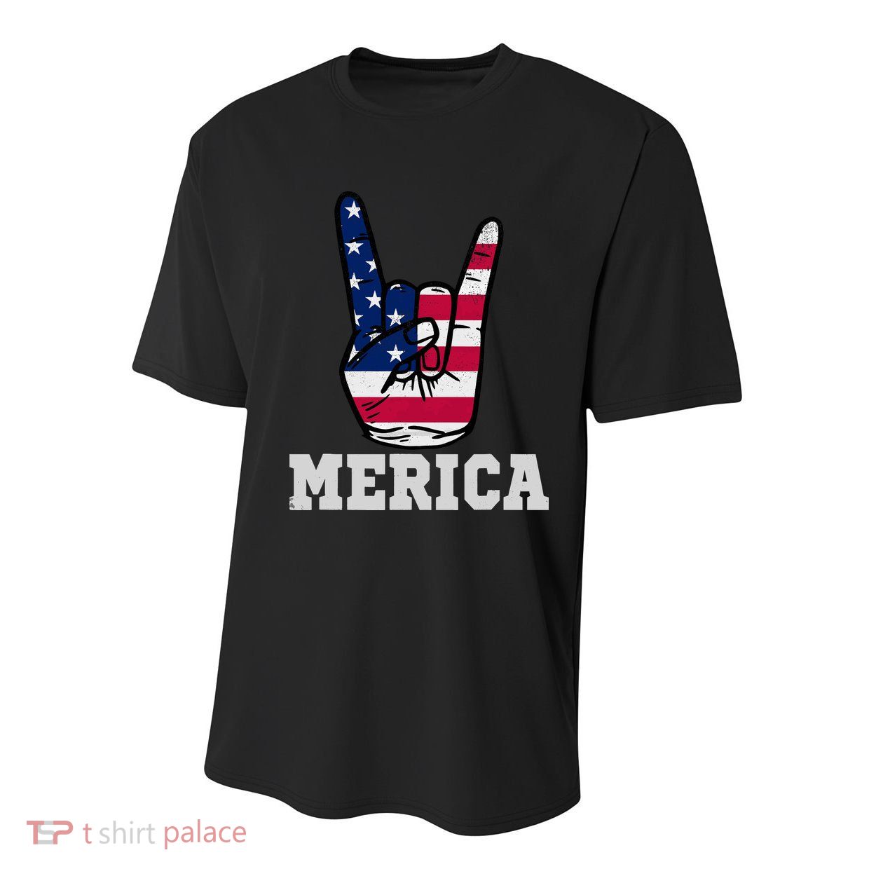 Merica Rock On Rock Sign Usa American Flag 4th Of July Youth Performance Sprint T-Shirt