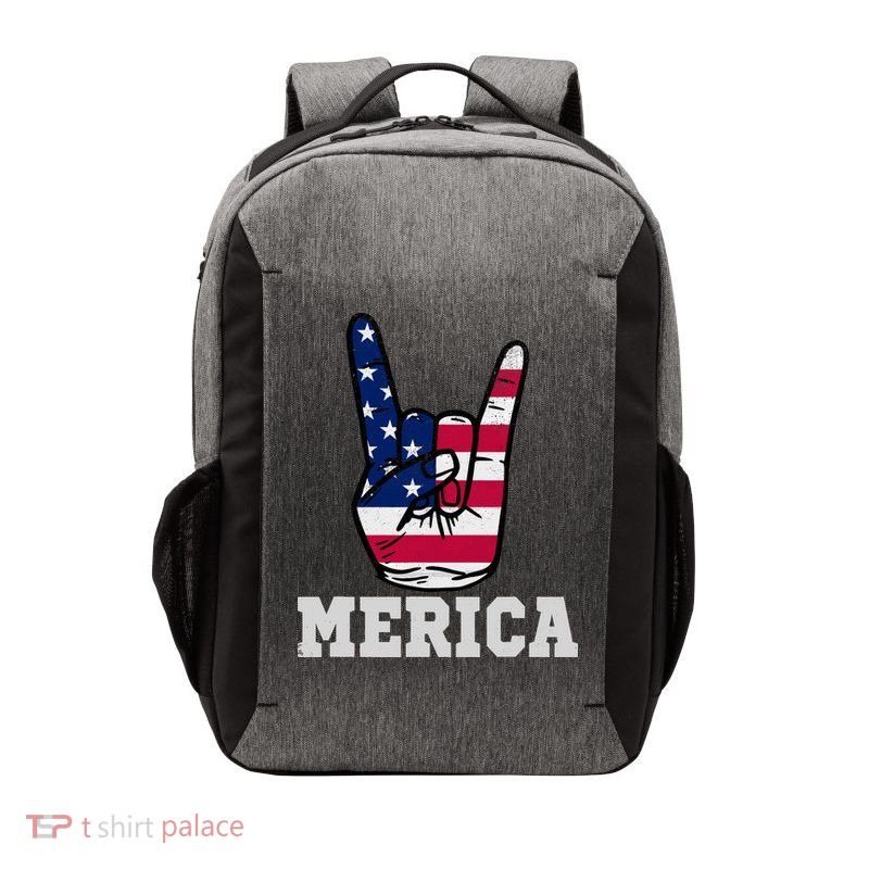 Merica Rock On Rock Sign Usa American Flag 4th Of July Vector Backpack