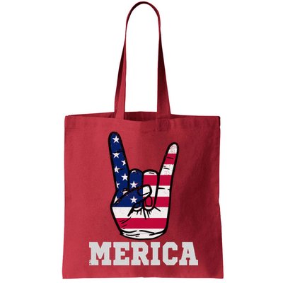 Merica Rock On Rock Sign Usa American Flag 4th Of July Bag