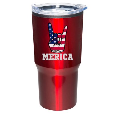 Merica Rock On Rock Sign Usa American Flag 4th Of July Tumbler