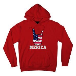 Merica Rock On Rock Sign Usa American Flag 4th Of July Tall Hoodie