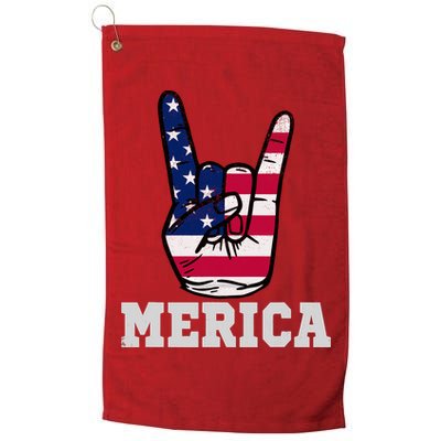 Merica Rock On Rock Sign Usa American Flag 4th Of July Golf Towel