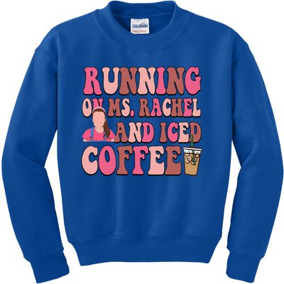 Mom Running On Ms Rachel And Iced Coffee Kids Sweatshirt