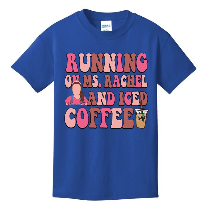 Mom Running On Ms Rachel And Iced Coffee Kids T-Shirt