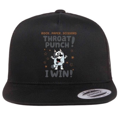 Muffin Rock Paper Scissors Throat Punch Blue Tan Heeler Flat Bill Trucker Hat