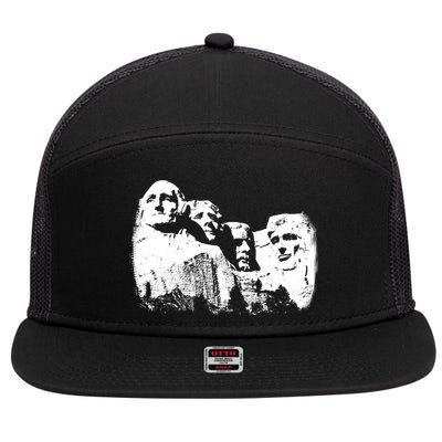 Mount Rushmore Presidents Sculpture Funny Gift 7 Panel Mesh Trucker Snapback Hat