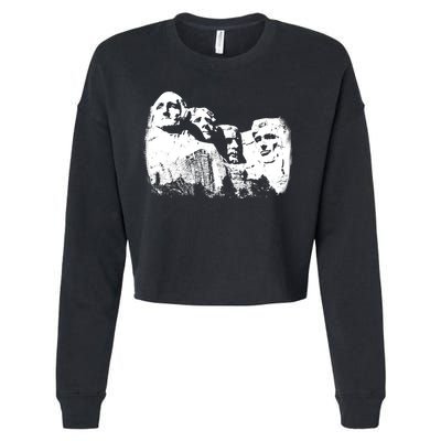 Mount Rushmore Presidents Sculpture Funny Gift Cropped Pullover Crew