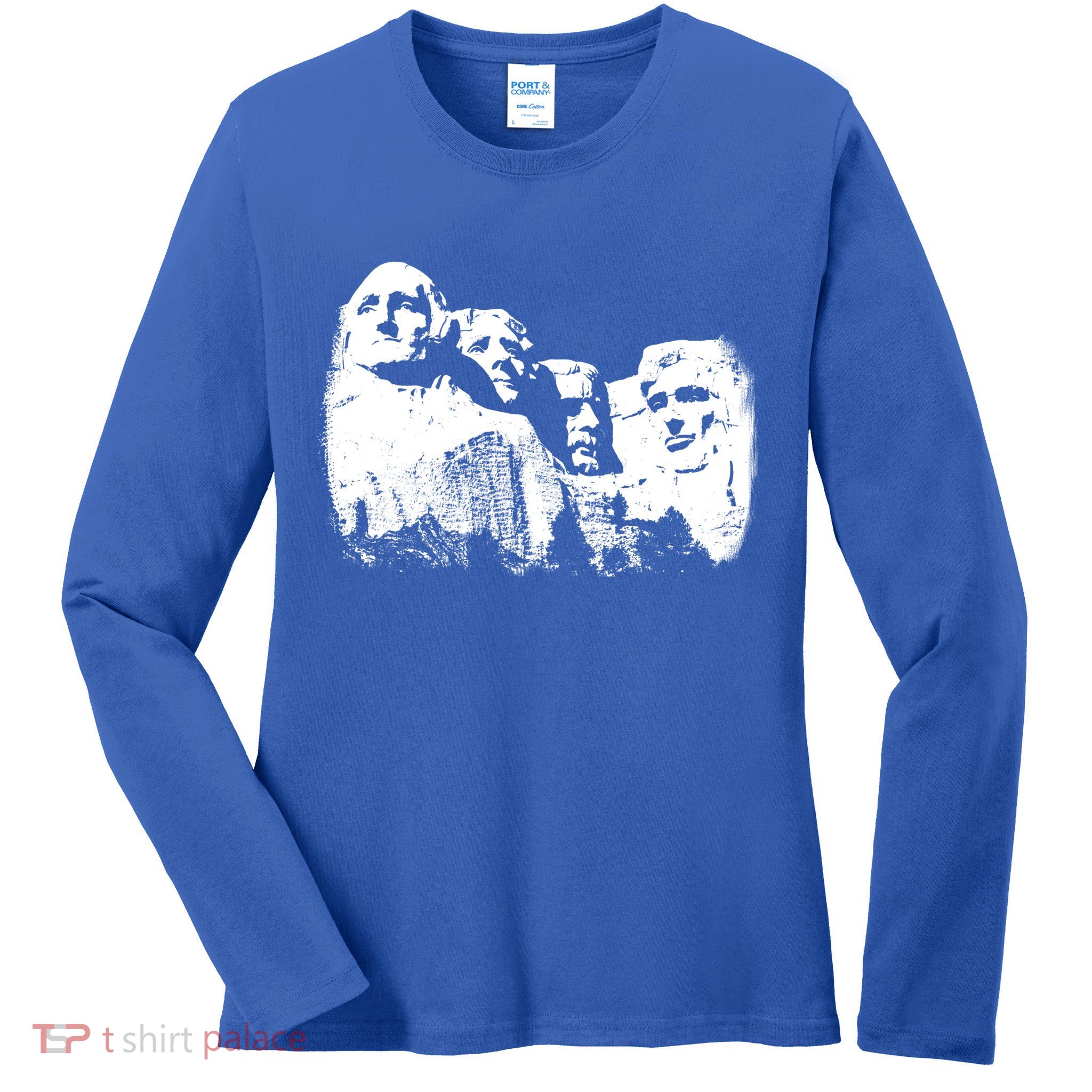 Mount Rushmore Presidents Sculpture Funny Gift Ladies Long Sleeve Shirt