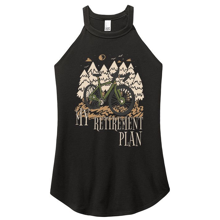 My Retirement Plan Funny Bike Riding Rider Retired Cyclist Women's Perfect Tri Rocker Tank