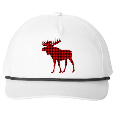 Moose Red Plaid Buffalo Matching Pajama Snapback Five-Panel Rope Hat