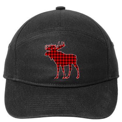 Moose Red Plaid Buffalo Matching Pajama 7-Panel Snapback Hat