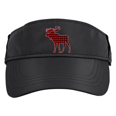 Moose Red Plaid Buffalo Matching Pajama Adult Drive Performance Visor