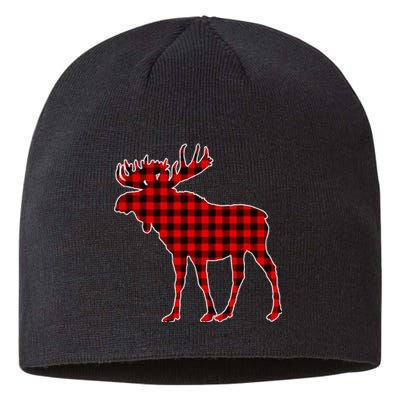 Moose Red Plaid Buffalo Matching Pajama Sustainable Beanie