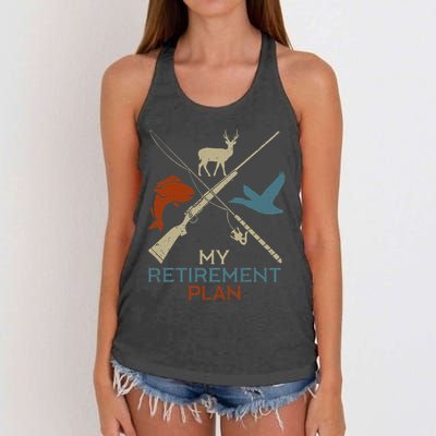 My Retirement Plan Hunting Fishing Hunter Grandfather Women's Knotted Racerback Tank