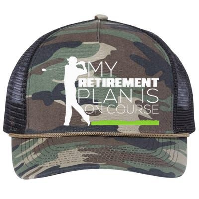 My Retirement Plan Is On Course Funny Golf Retired Golfer Retro Rope Trucker Hat Cap