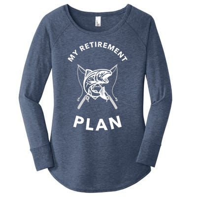 My Retiret Plan Fishing Funny Gift Fisher Humor Joke Cool Gift Women's Perfect Tri Tunic Long Sleeve Shirt