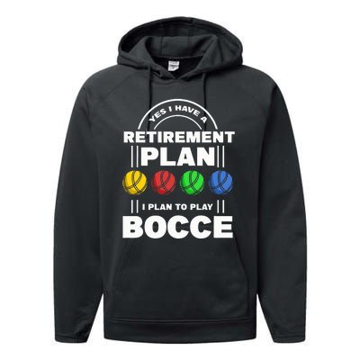 My Retirement Plan Bocce Ball Player Grandpa Bocce Performance Fleece Hoodie