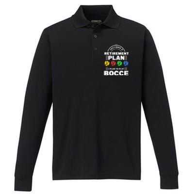 My Retirement Plan Bocce Ball Player Grandpa Bocce Performance Long Sleeve Polo