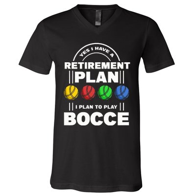 My Retirement Plan Bocce Ball Player Grandpa Bocce V-Neck T-Shirt