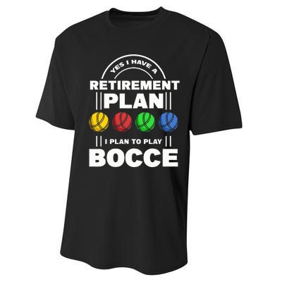 My Retirement Plan Bocce Ball Player Grandpa Bocce Performance Sprint T-Shirt