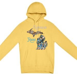 Michigan Rocks Petoskey Stone Hunting Great Lakes State Premium Pullover Hoodie