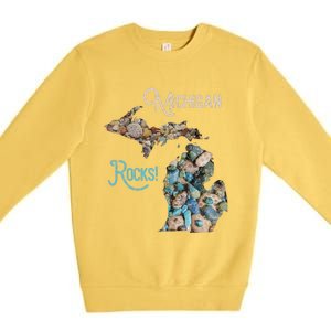 Michigan Rocks Petoskey Stone Hunting Great Lakes State Premium Crewneck Sweatshirt