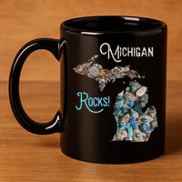 Michigan Rocks Petoskey Stone Hunting Great Lakes State 11oz C Handle Ceramic Mug