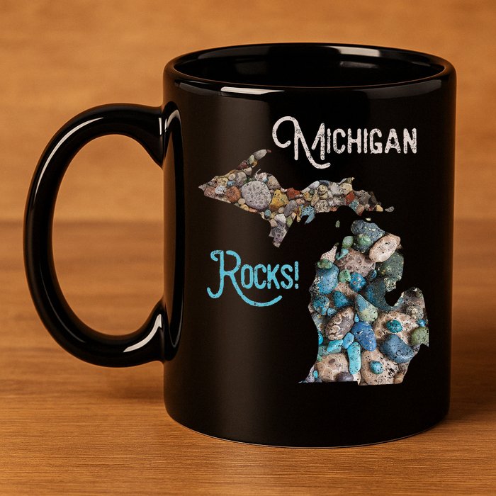 Michigan Rocks Petoskey Stone Hunting Great Lakes State 11oz C Handle Ceramic Mug
