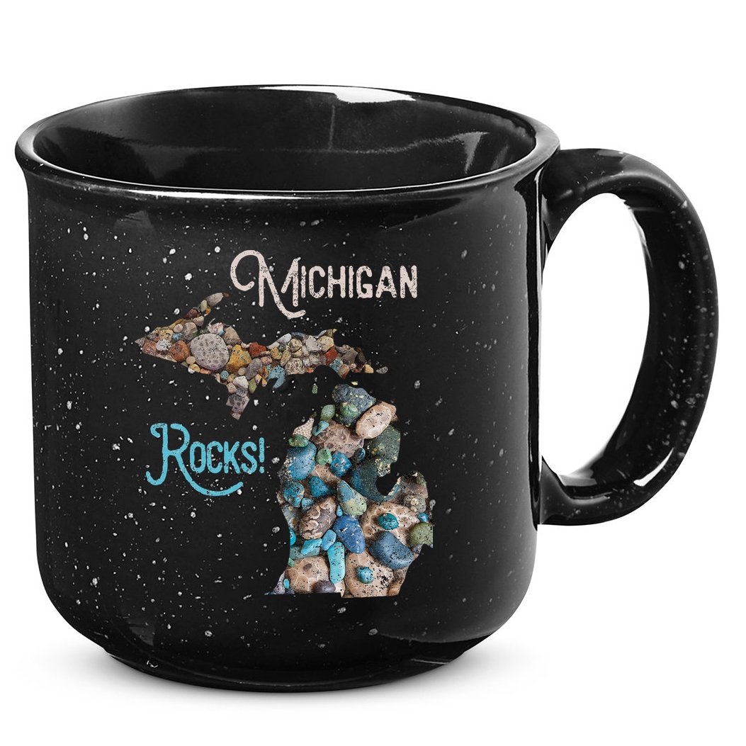 Michigan Rocks Petoskey Stone Hunting Great Lakes State 15oz Campfire Ceramic Mug