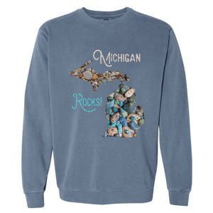 Michigan Rocks Petoskey Stone Hunting Great Lakes State Garment-Dyed Sweatshirt