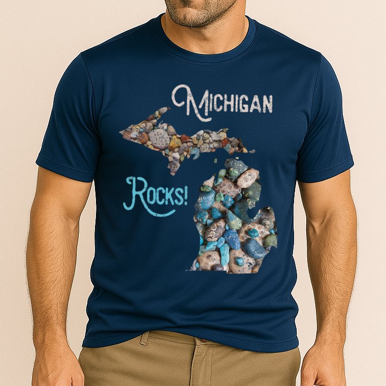 Michigan Rocks Petoskey Stone Hunting Great Lakes State Cooling Performance Crew T-Shirt