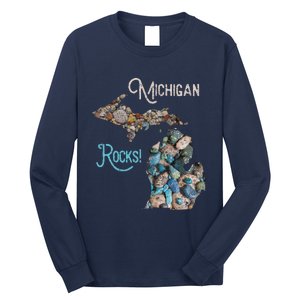 Michigan Rocks Petoskey Stone Hunting Great Lakes State Long Sleeve Shirt