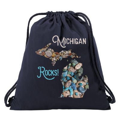 Michigan Rocks Petoskey Stone Hunting Great Lakes State Drawstring Bag