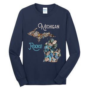 Michigan Rocks Petoskey Stone Hunting Great Lakes State Tall Long Sleeve T-Shirt