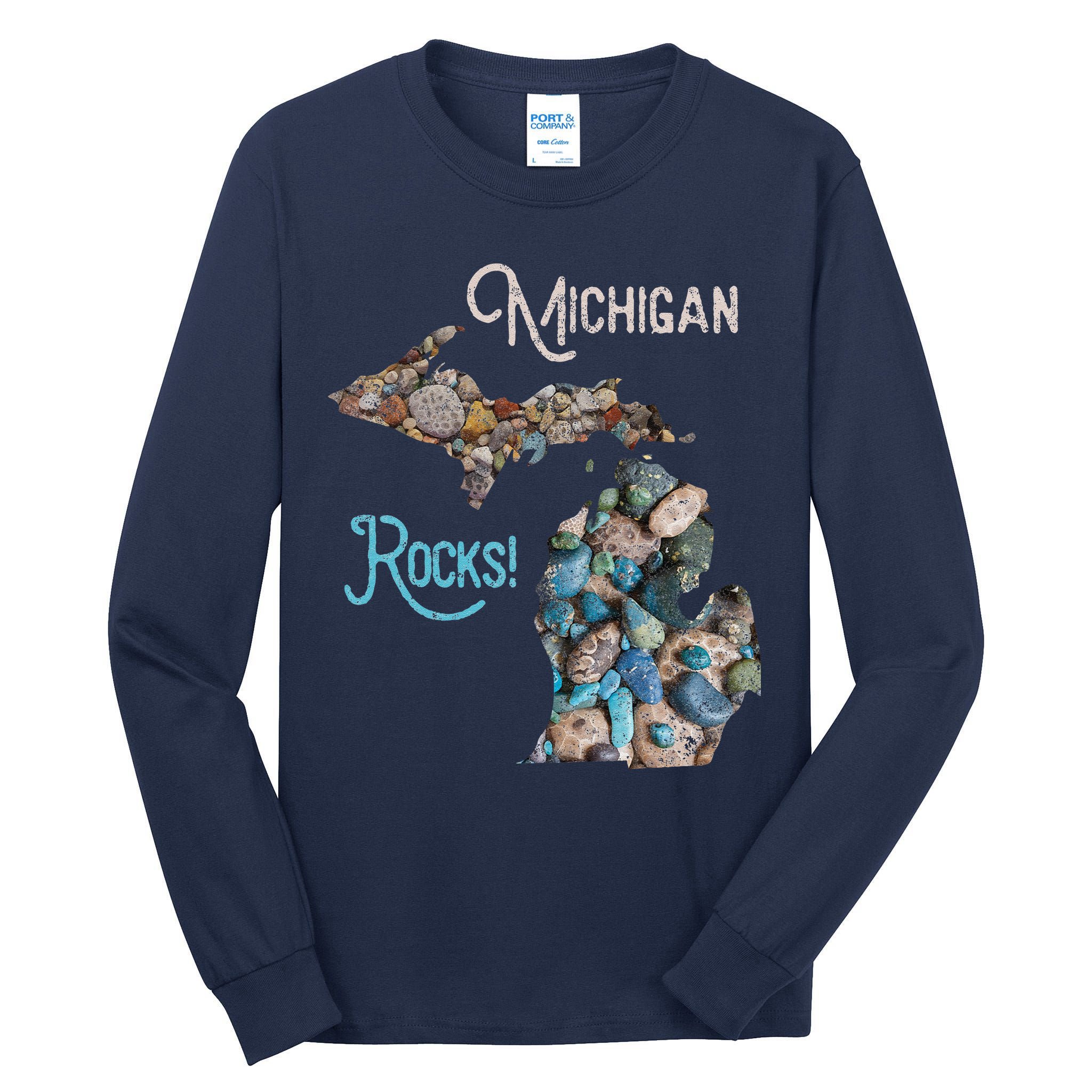 Michigan Rocks Petoskey Stone Hunting Great Lakes State Tall Long Sleeve T-Shirt