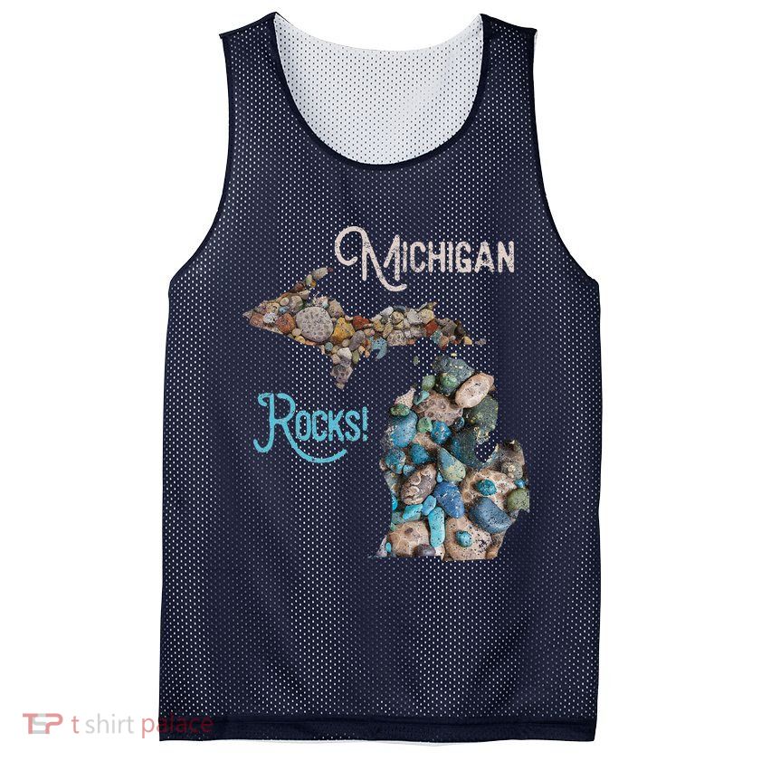 Michigan Rocks Petoskey Stone Hunting Great Lakes State Mesh Reversible Basketball Jersey Tank