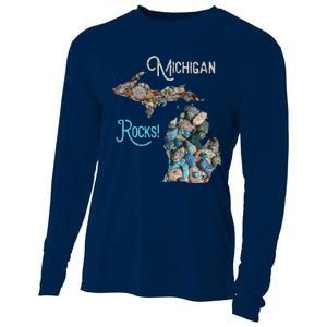 Michigan Rocks Petoskey Stone Hunting Great Lakes State Cooling Performance Long Sleeve Crew