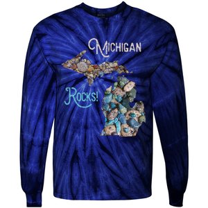 Michigan Rocks Petoskey Stone Hunting Great Lakes State Tie-Dye Long Sleeve Shirt