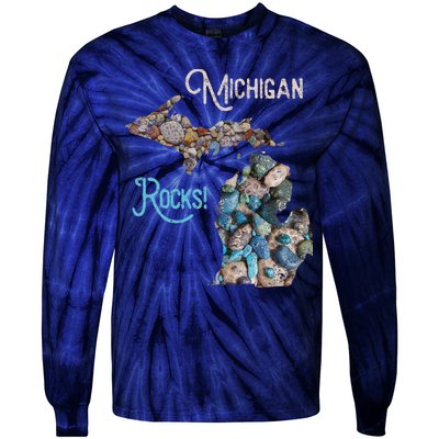 Michigan Rocks Petoskey Stone Hunting Great Lakes State Tie-Dye Long Sleeve Shirt