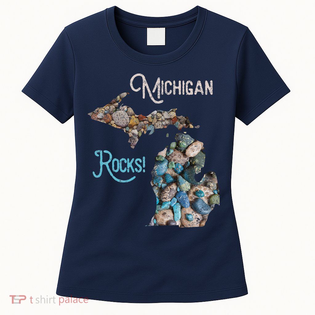 Michigan Rocks Petoskey Stone Hunting Great Lakes State Womens T-Shirt