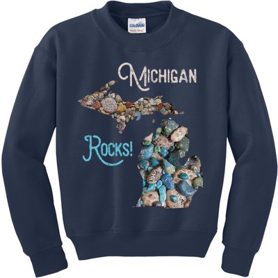 Michigan Rocks Petoskey Stone Hunting Great Lakes State Kids Sweatshirt