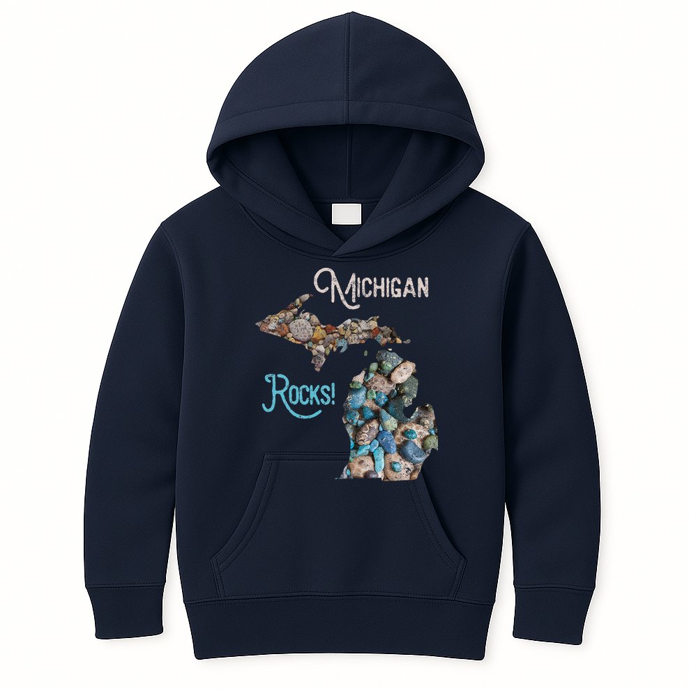 Michigan Rocks Petoskey Stone Hunting Great Lakes State Kids Hoodie