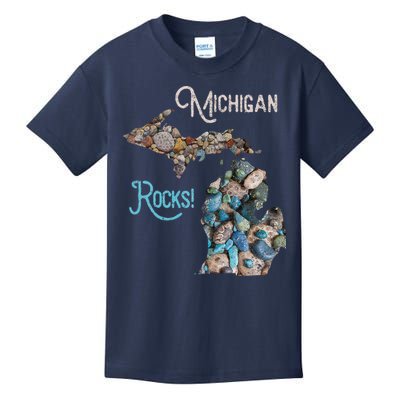 Michigan Rocks Petoskey Stone Hunting Great Lakes State Kids T-Shirt
