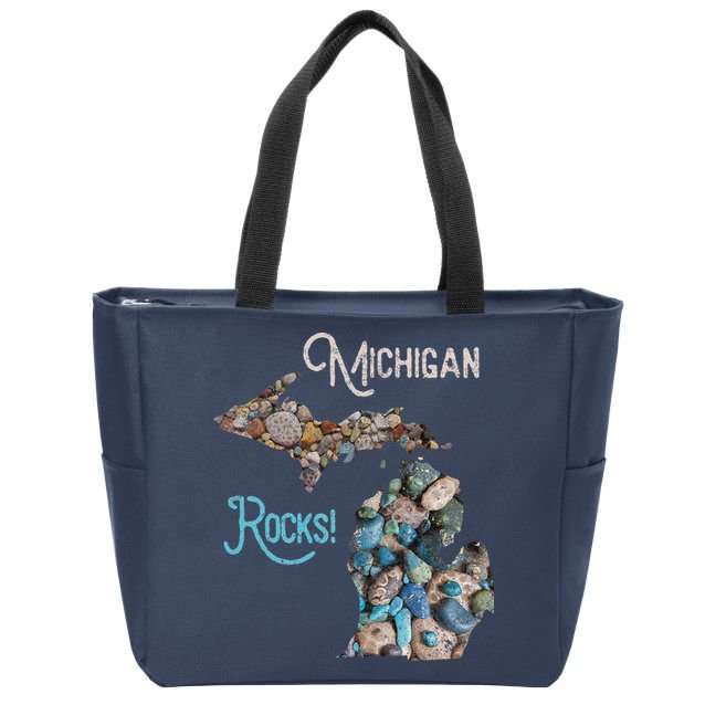 Michigan Rocks Petoskey Stone Hunting Great Lakes State Zip Tote Bag