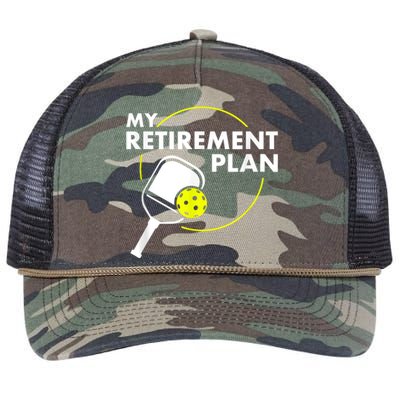 My Retirement Plan Funny Pickleball Slogan Gift Retro Rope Trucker Hat Cap